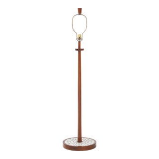 Martz Marshall Studio Ceramic Tile and Walnut Floor Lamp For Sale
