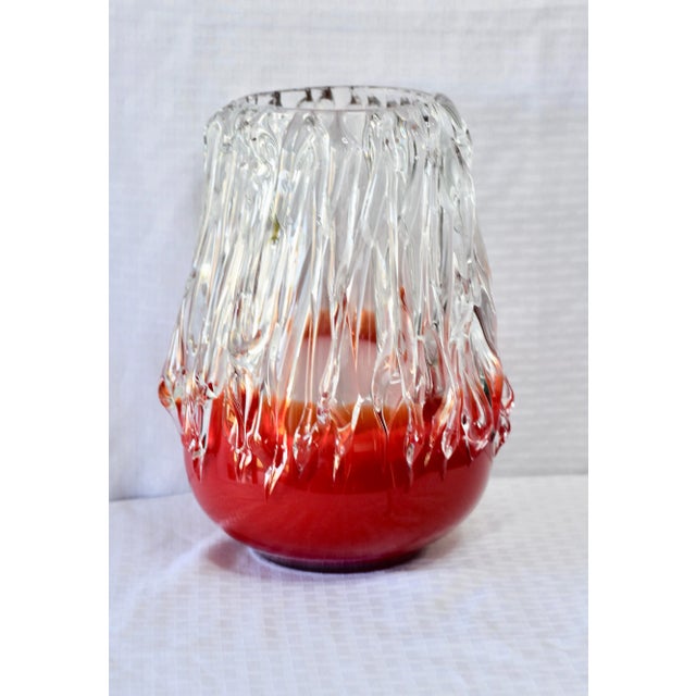 1990s Italian Murano Enrico Cammozza Sculpture Studio Hand Blown Glass Vase For Sale - Image 5 of 8