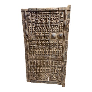 Vintage Dogon Granary Door With Nommo Ancestors Mali African 48" H For Sale