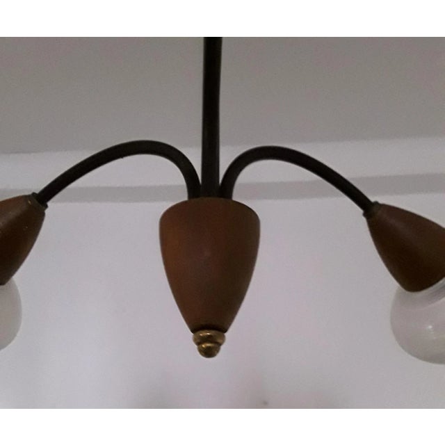 Vintage Pendant Lamp with White Lacquered Glass Shades, 1970s For Sale - Image 6 of 8