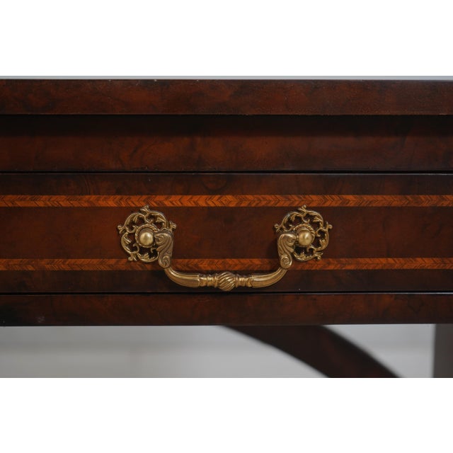 Maitland Smith Burl Wood Regency Style Game Table For Sale - Image 14 of 18