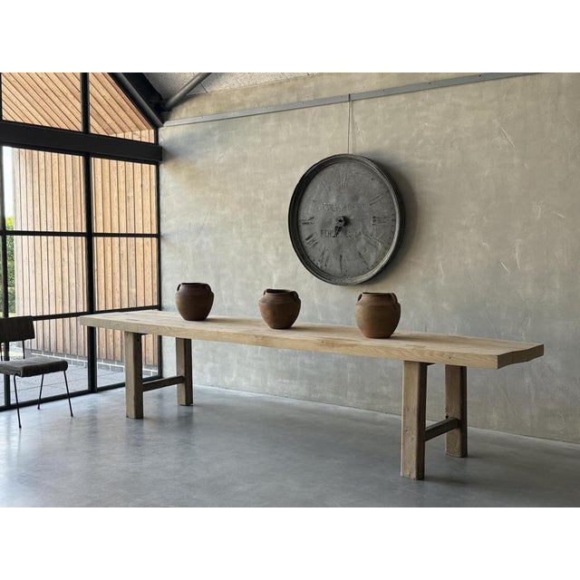 Antique Elm Farm House Table For Sale - Image 3 of 11