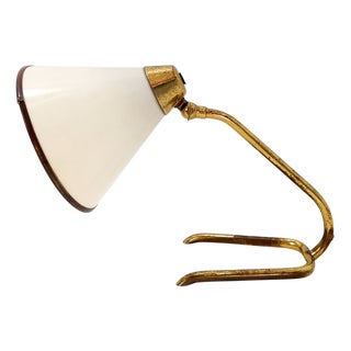 Brass Table Lamp with Plastic Shade, 1950s For Sale