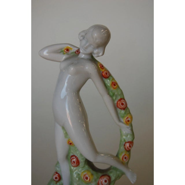 Ceramic Art Deco Porcelain Female Figurine Made in Germany Numbered For Sale - Image 7 of 10