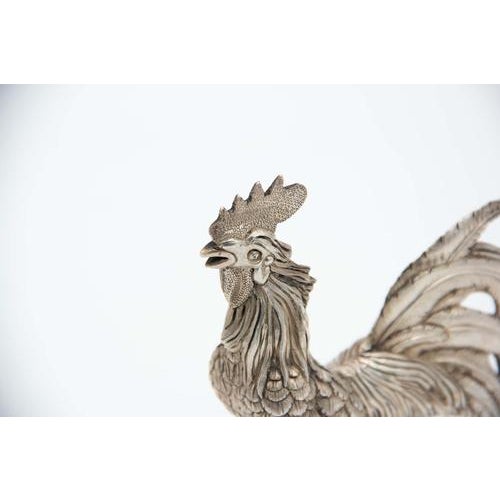 Miniature Silver Rooster with Low Reliefs For Sale - Image 4 of 5