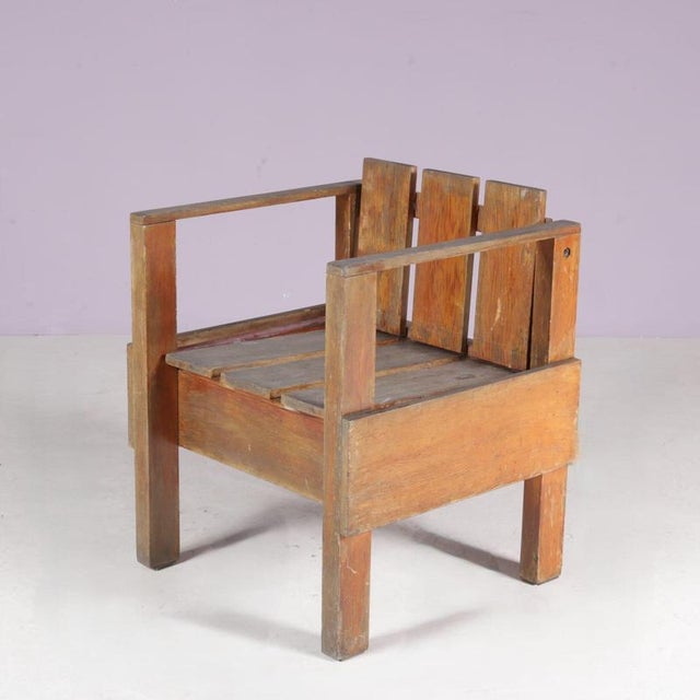 Brown Teak Side Chair in the style of Rietveld, Netherlands, 1960s For Sale - Image 8 of 9