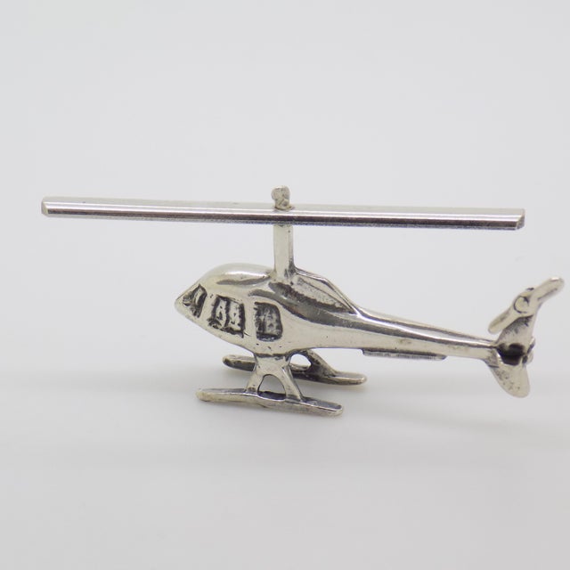 Vintage Italian Handmade Silver Helicopter Miniature, Tuscany, Arezzo, Italy, 1980s For Sale - Image 4 of 11