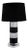 Mid 20th Century Art Deco Style Chrome and Black Horizontal Stripe Cylindrical Table Lamp Black Shade For Sale