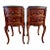 Vintage 1920s French-Style End Tables With 3-Drawers, Ornate Carvings and Glass Tops For Sale