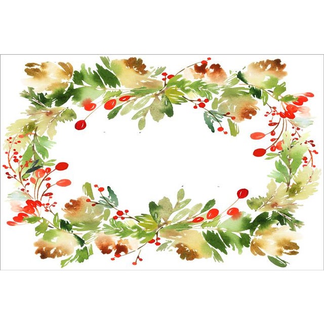 Contemporary Contemporary Holiday Garland Paper Placemat Pads- Set of 30~ Our Most Popular Holiday Placemat! For Sale - Image 3 of 3