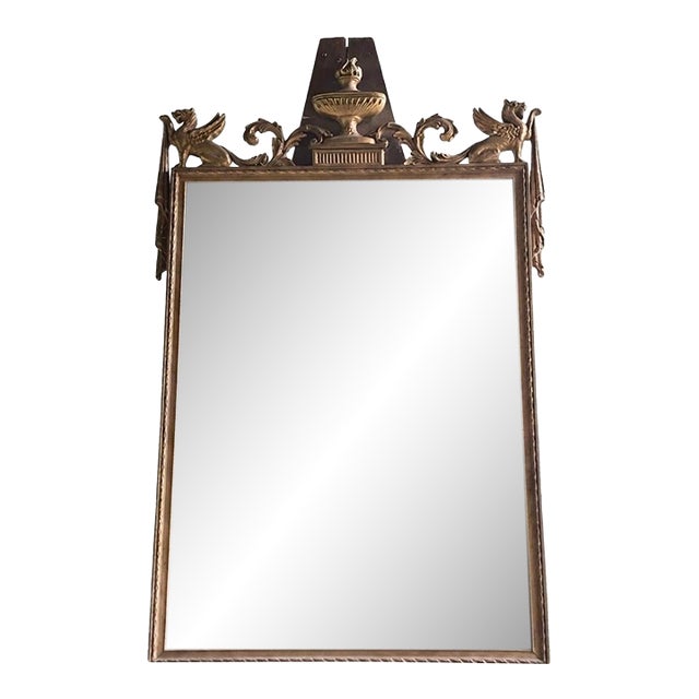 Antique Federal Style Giltwood Wall Mirror With Winged Griffins - C. 1900 For Sale
