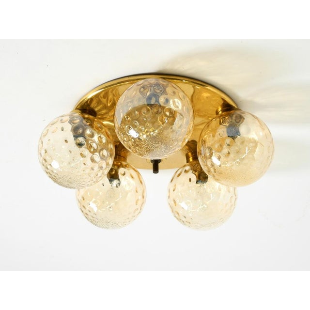 Mid-Century Modern Space Age Brass Ceiling Lamp with Glass Balls, 1960s For Sale - Image 3 of 18