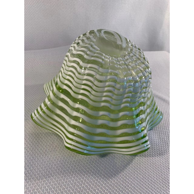 Glass 1960s Italian Cased Glass Swirl Ruffle Decorative Bowl For Sale - Image 7 of 13