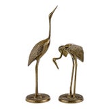 Mid-Century Modern Leonard Brass Crane Figurines (12") For Sale