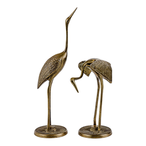 Mid-Century Modern Leonard Brass Crane Figurines (12")