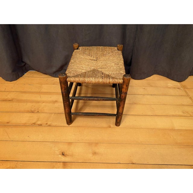 Vintage Dutch Rush-Covered Stool, 1960s For Sale - Image 4 of 8