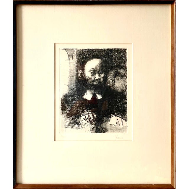 American Jack Levine, Modernist Social Realist Wpa Artist Judaica Etching Rabbi in Study For Sale - Image 3 of 10