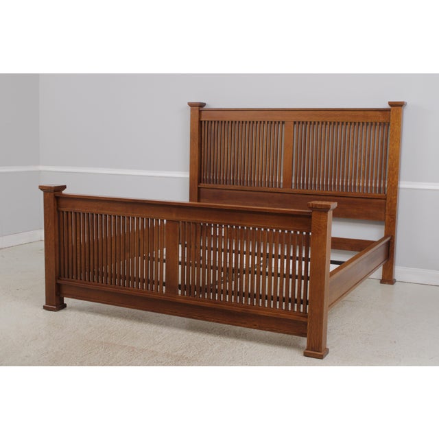 Mission Stickley Mission Oak King Size Spindle Prairie Bed For Sale - Image 3 of 18