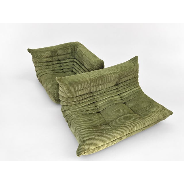 Olive Olive Togo 2-Seater Sofa and Corner Seat by Michel Ducaroy for Ligne Roset, 2019, Set of 2 For Sale - Image 8 of 18