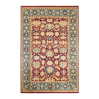 Mogul Collection Hand-Knotted Area Rug - Red 6' 1" x 9' 1" For Sale
