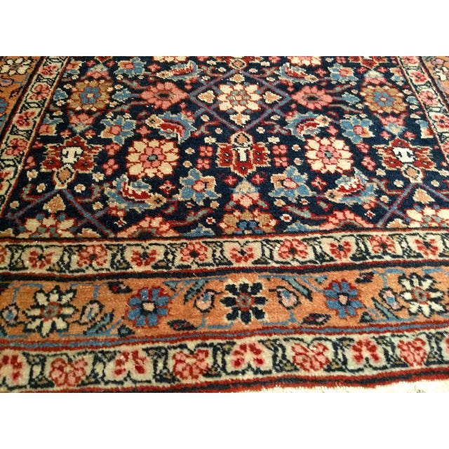 Vintage Persian Malayer Rug, Hand-Knotted Wool, Geometric Pattern, 3x4, Navy & Red For Sale - Image 12 of 14
