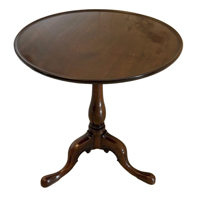 Antique English Georgian Mahogany Tripod Lamp Table, 1800s For Sale
