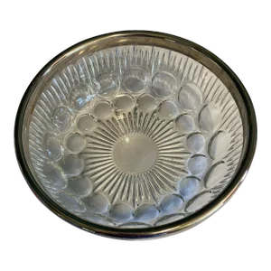 Vintage French Cut Glass Bowl With Silver Rim