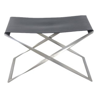 PK91 Stool in Black Aura Leather from Poul Kjærholm, 2000s For Sale