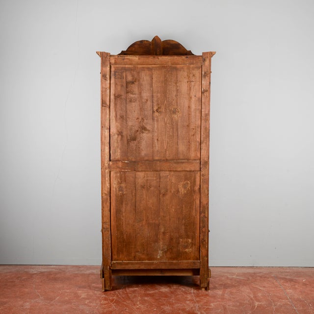 Brown Antique Single-Door Wardrobe with Mirror, 1890s For Sale - Image 8 of 18