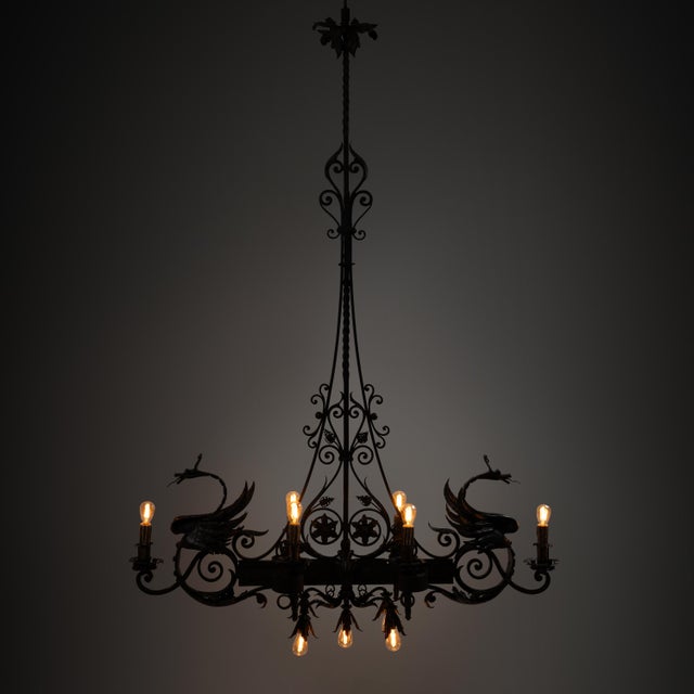 Chandelier in Black Wrought Iron by Carlo Rizzarda, 1920s For Sale - Image 6 of 6