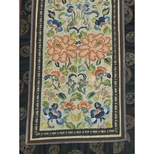 19th Century Superb Antique Chinoiserie Silk Hand Embroidery Panel 19th Century Framed 20.5" H For Sale - Image 5 of 7