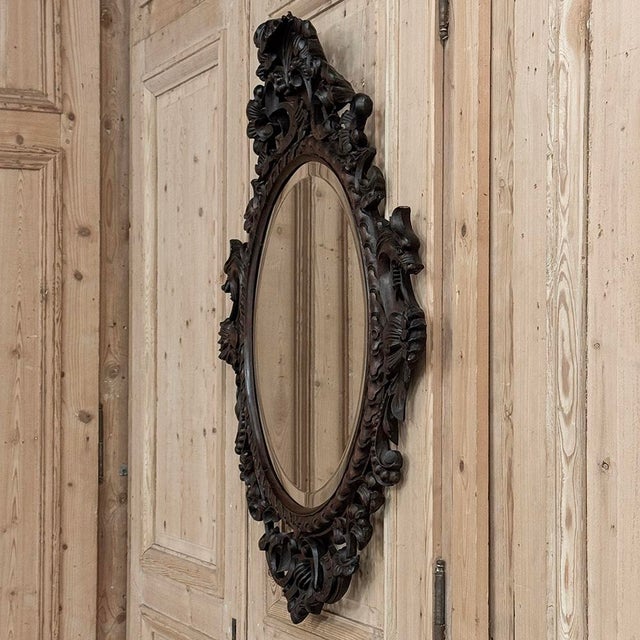 Late 19th to Early 20th Century Renaissance Revival Hand-Carved Beveled Mirror For Sale - Image 12 of 14