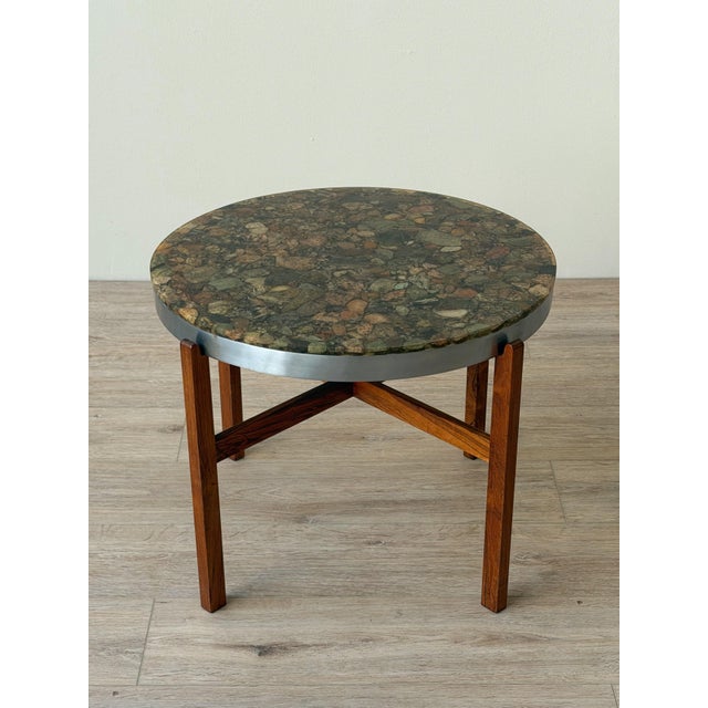 Mid-Century Resin and River Stone Side Table Attributed to Arvid Hærem For Sale - Image 4 of 11