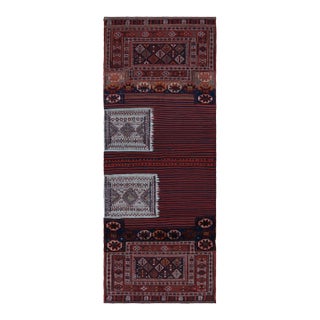 1950s Vintage Afghan Tribal Kilim in Red With Geometric Patterns For Sale