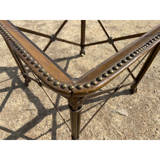 Animal Skin Vintage Attributed to Matiland Smith Nail Head Leather and Glass End Side Tables À Pair For Sale - Image 7 of 18