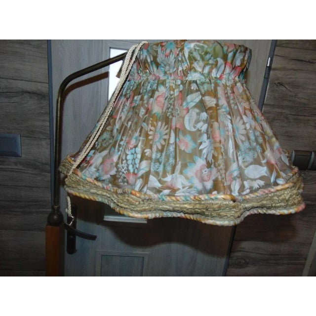 Floor lamp, standing, Art Deco, wooden, table, dimensions: height 170 cm, width 59.5 cm, depth 34.5 cm, lampshade diameter...