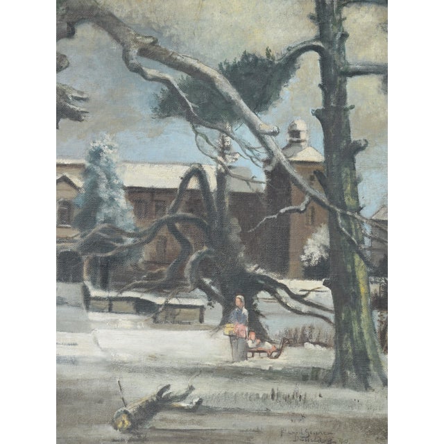 1940s Richard Gessner, Kalkum Castle in Winter (Düsseldorf), 1940, Oil Painting on Canvas, Framed For Sale - Image 5 of 9