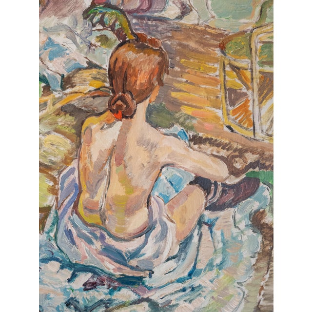 Mid-Century Oil Painting After Rousse (La Toilette) by Henri Toulouss For Sale - Image 10 of 14