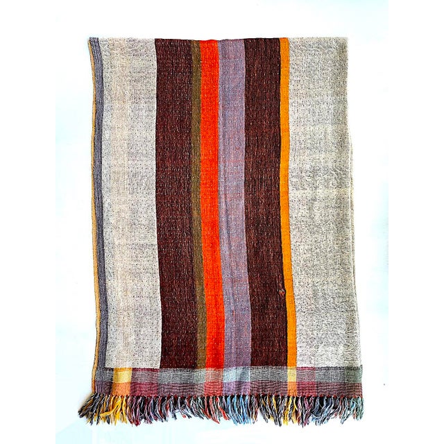 Hand Woven Color Block Silk/Wool Throw by Neeru Kumar for Pavo For Sale In Miami - Image 6 of 11