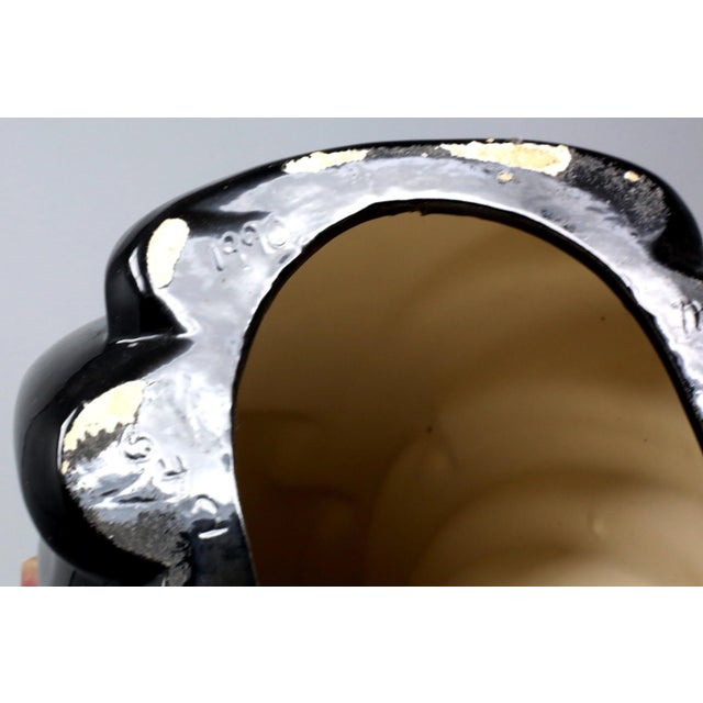 1990 Black Ceramic Woman's Head and Hair Sculpture For Sale - Image 9 of 13