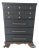 Tall Boy Dresser – Matte Black W/Warm Wood Base For Sale