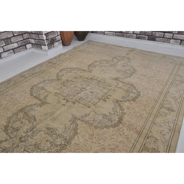 1950s Oushak Handknotted Wool Carpet For Sale - Image 10 of 10