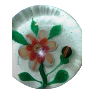 Murano Paperweight Asian Lotus Flower Cherry Blossom Handblown Glass Vintage‎ For Sale