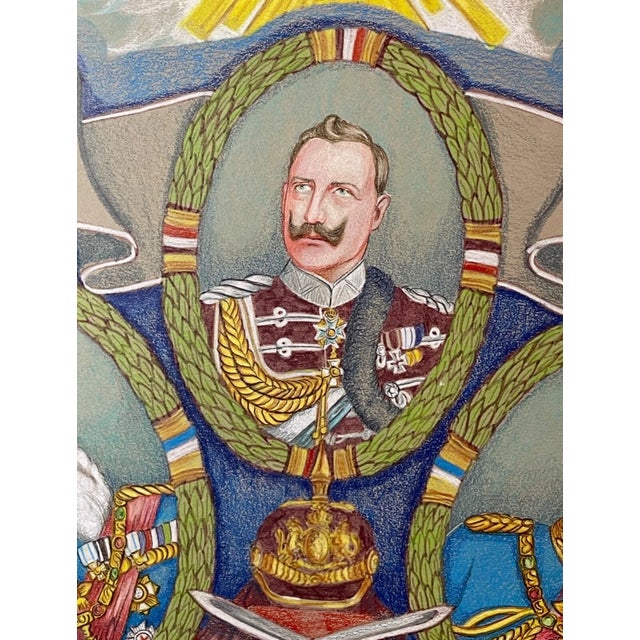 Figurative 1960s Original Royal Bavarian Infantry Body Regiment Heraldic Army Pencil Drawing Art For Sale - Image 3 of 12