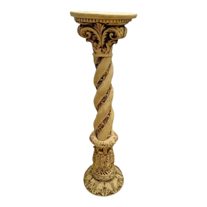 Vintage Asian Twisted Carved Resin Column Bust Plant Stand Pedestal