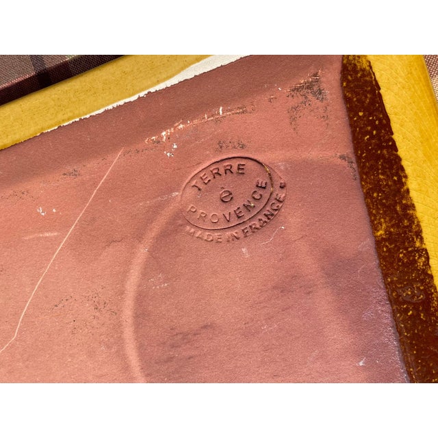 1990s French Handmade Engobe Pottery Trays / Platters - Set of Two - Large & Medium For Sale - Image 9 of 11