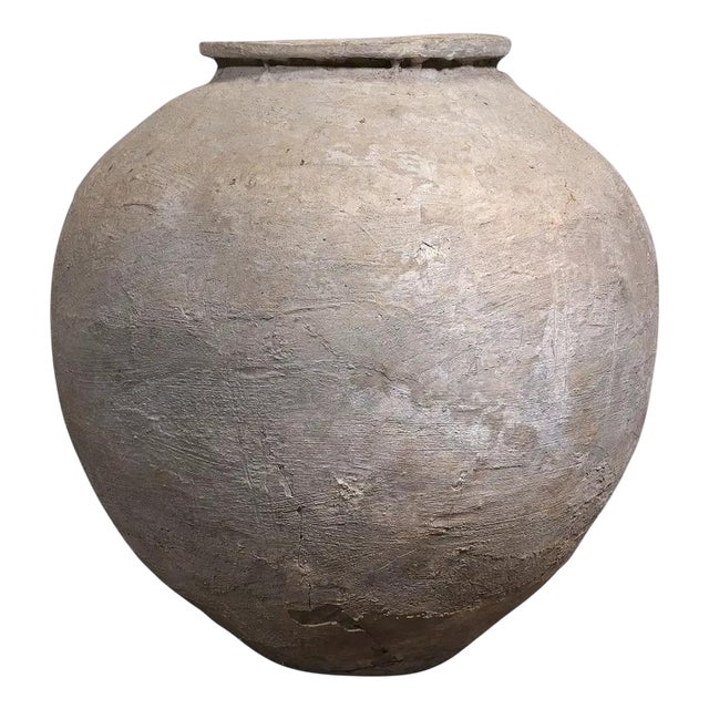 Large Rustic Clay Water Jar, Java, 19th Century Vessel For Sale