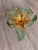 Glass Vintage Murano Blown Glass - Green and Yellow Leaf Bowl For Sale - Image 7 of 9