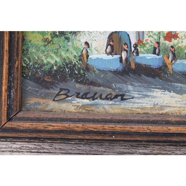 Vintage Framed Village Painted on Board For Sale In Milwaukee - Image 6 of 8