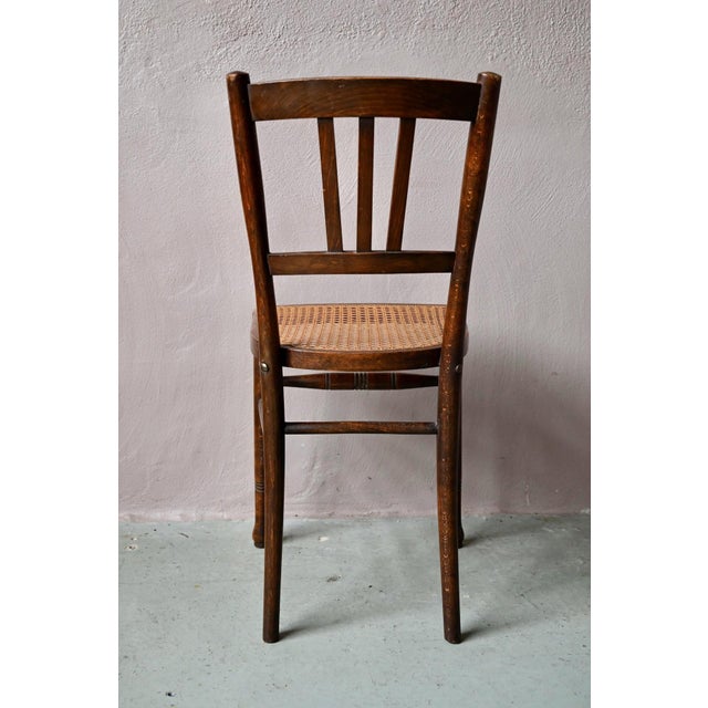 Antique Bistro Turned Wood Chair with Rattan Caning, 1900 For Sale - Image 11 of 12